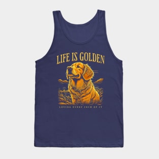 Golden Retriever Dog Retro Vintage Style Monochrome Graphics Tank Top